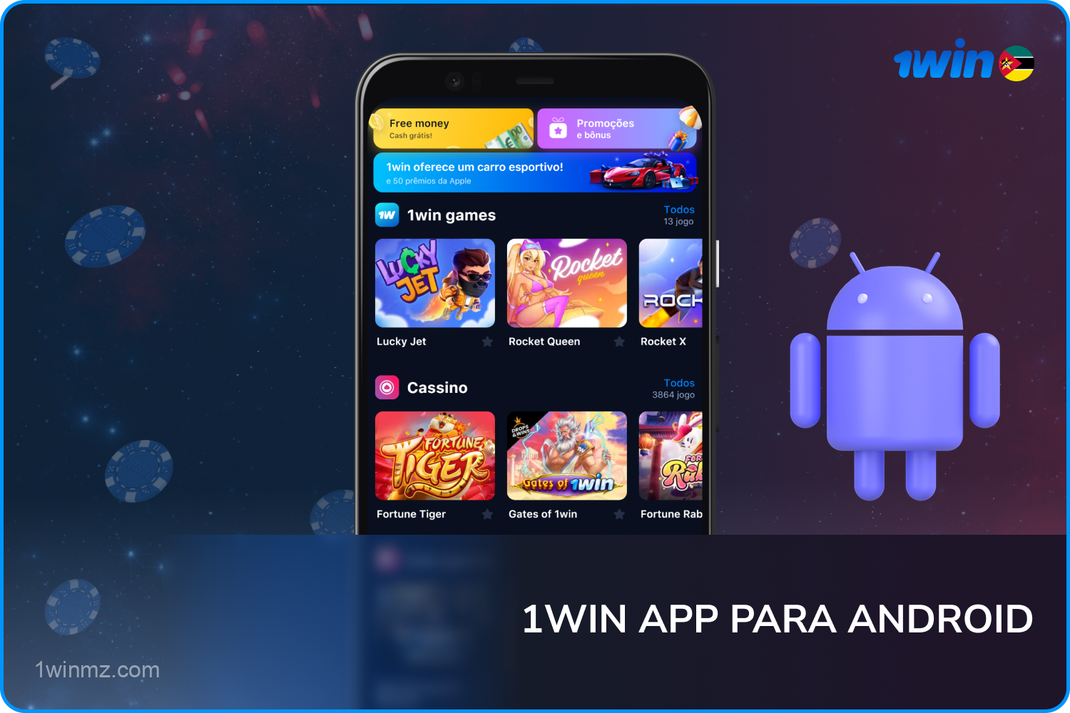 O rápido e conveniente aplicativo móvel 1win está disponível para jogadores com smartphones na plataforma Android
