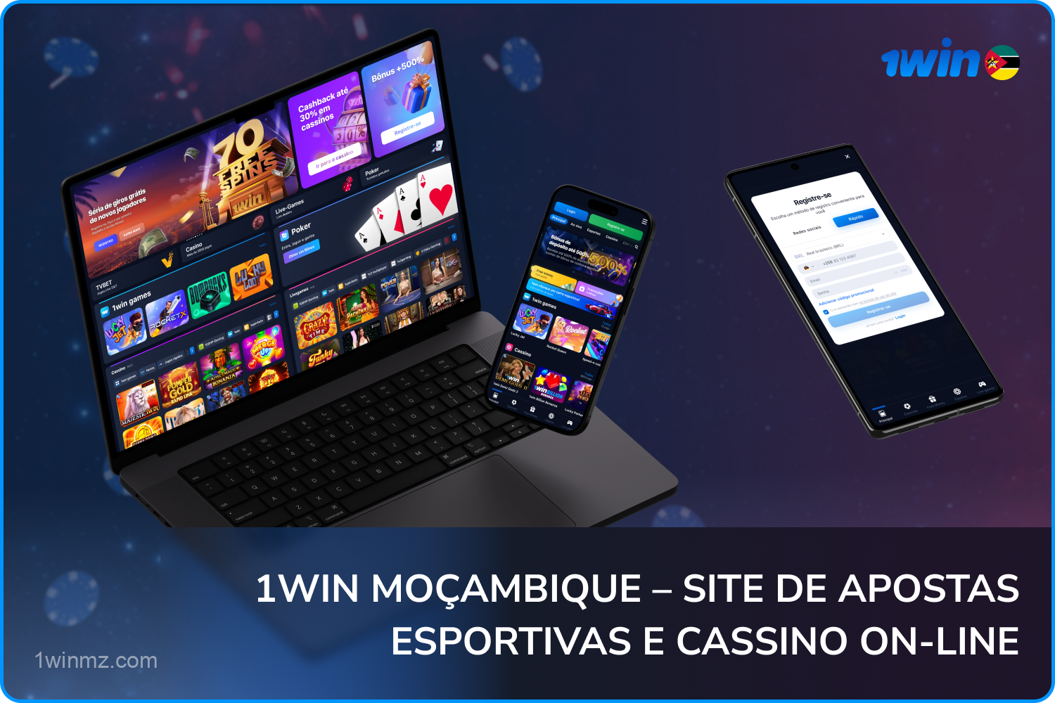 Os usuários de Moçambique podem apostar em esportes e jogar no cassino on-line 1win por meio do site e do aplicativo móvel