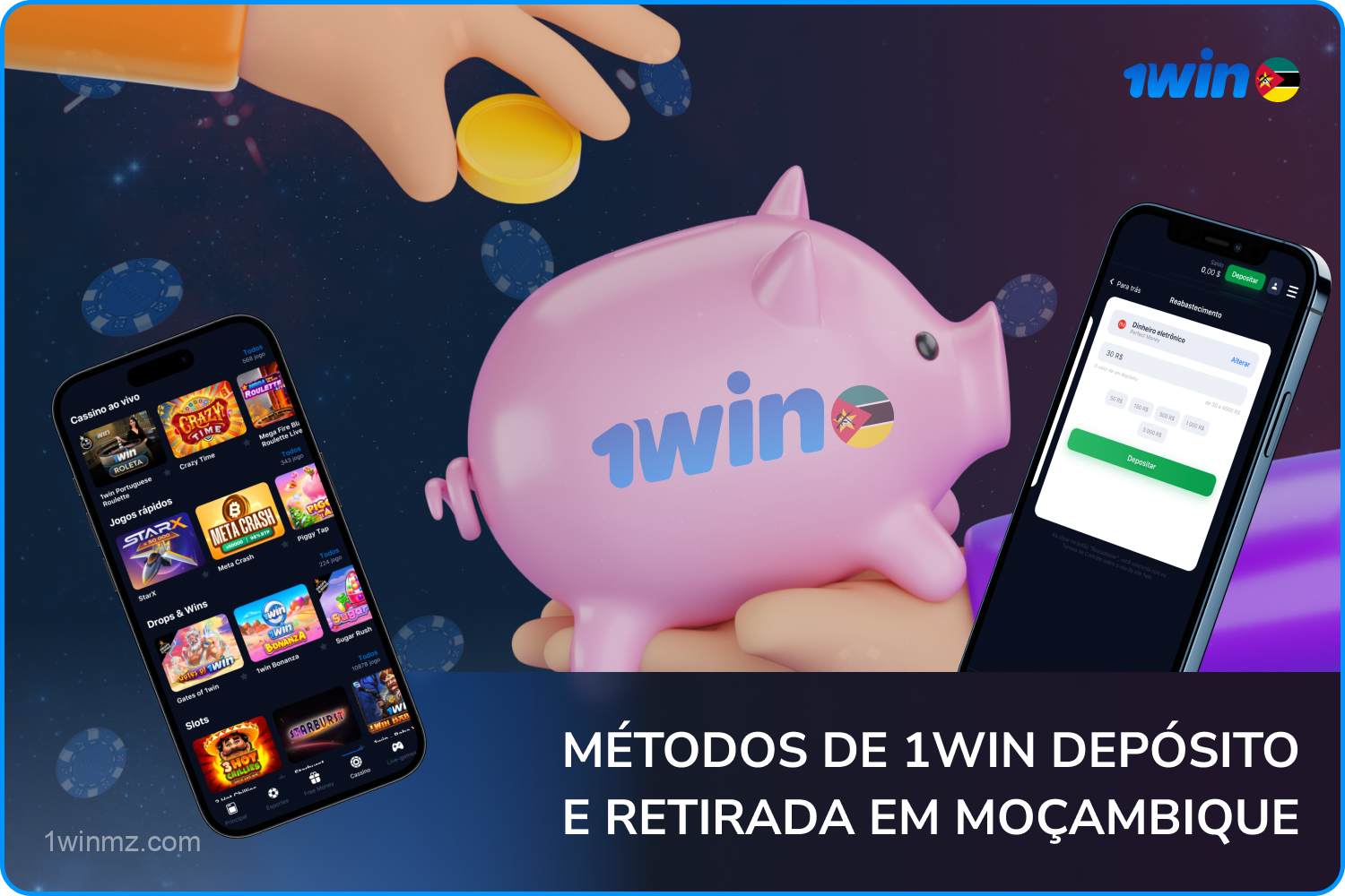 A plataforma 1win Moçambique oferece aos seus usuários métodos de depósito e saque seguros e protegidos